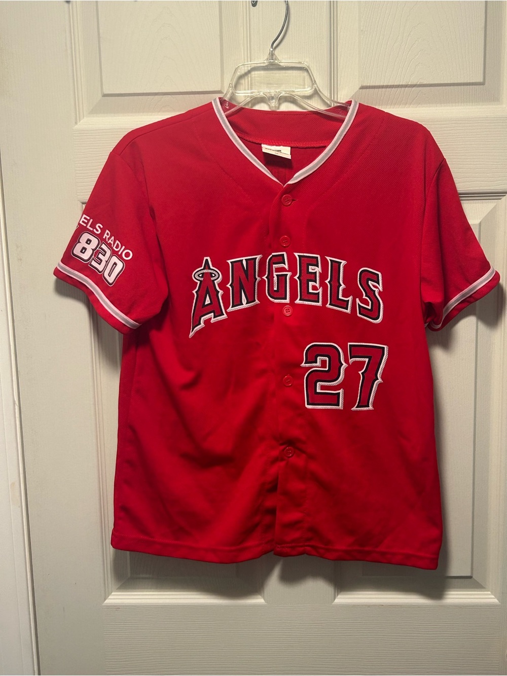 Los Angeles Angels Youth Red #27 Baseball Jersey
